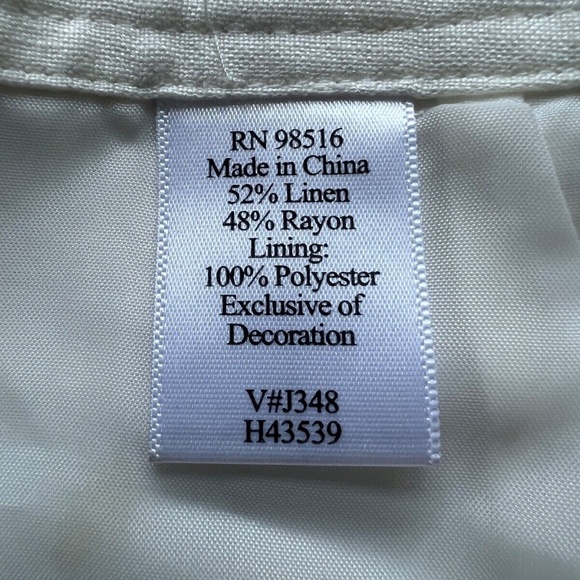 Coldwater Creek Cropped Pants Sz 12 Linen Blend Ivory Wide Leg Lined - Picture 7 of 7